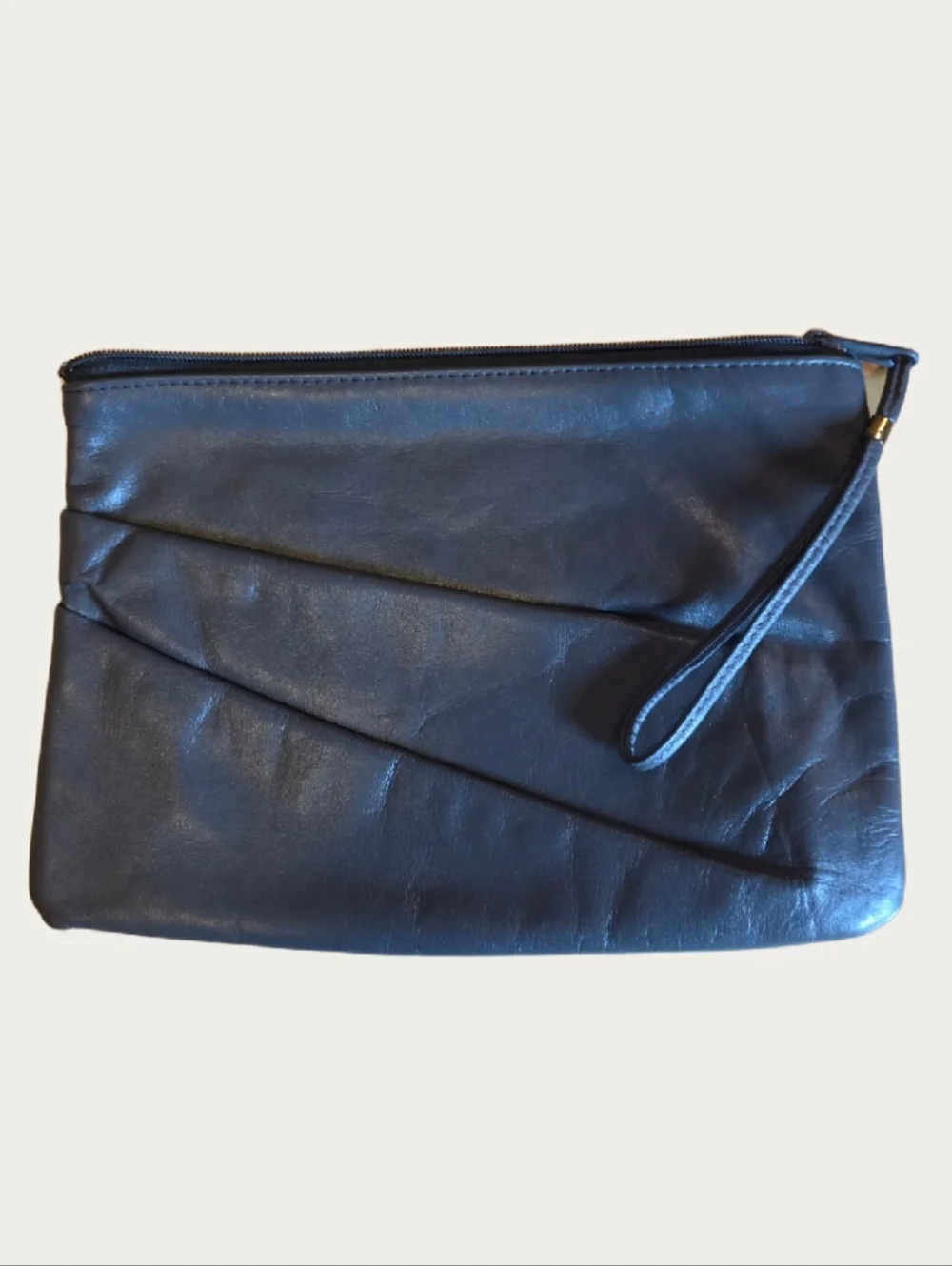 Vintage Antonia Genuine Leather Gray Wristlet Clutch EUC